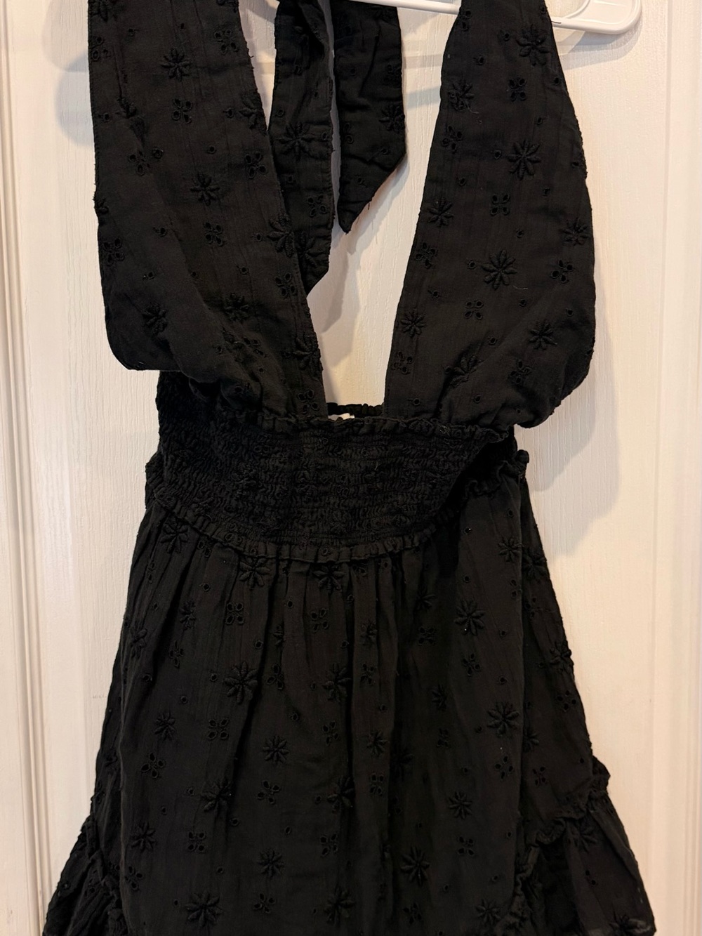 Black Eyelet Halter Dress